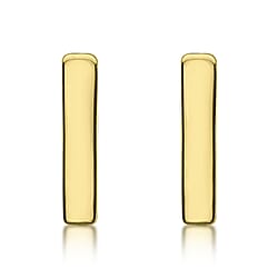 9K Yellow Gold 1mm X 5mm 'I' Initial Stud Earrings