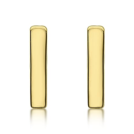 9K Yellow Gold 1mm X 5mm 'I' Initial Stud Earrings