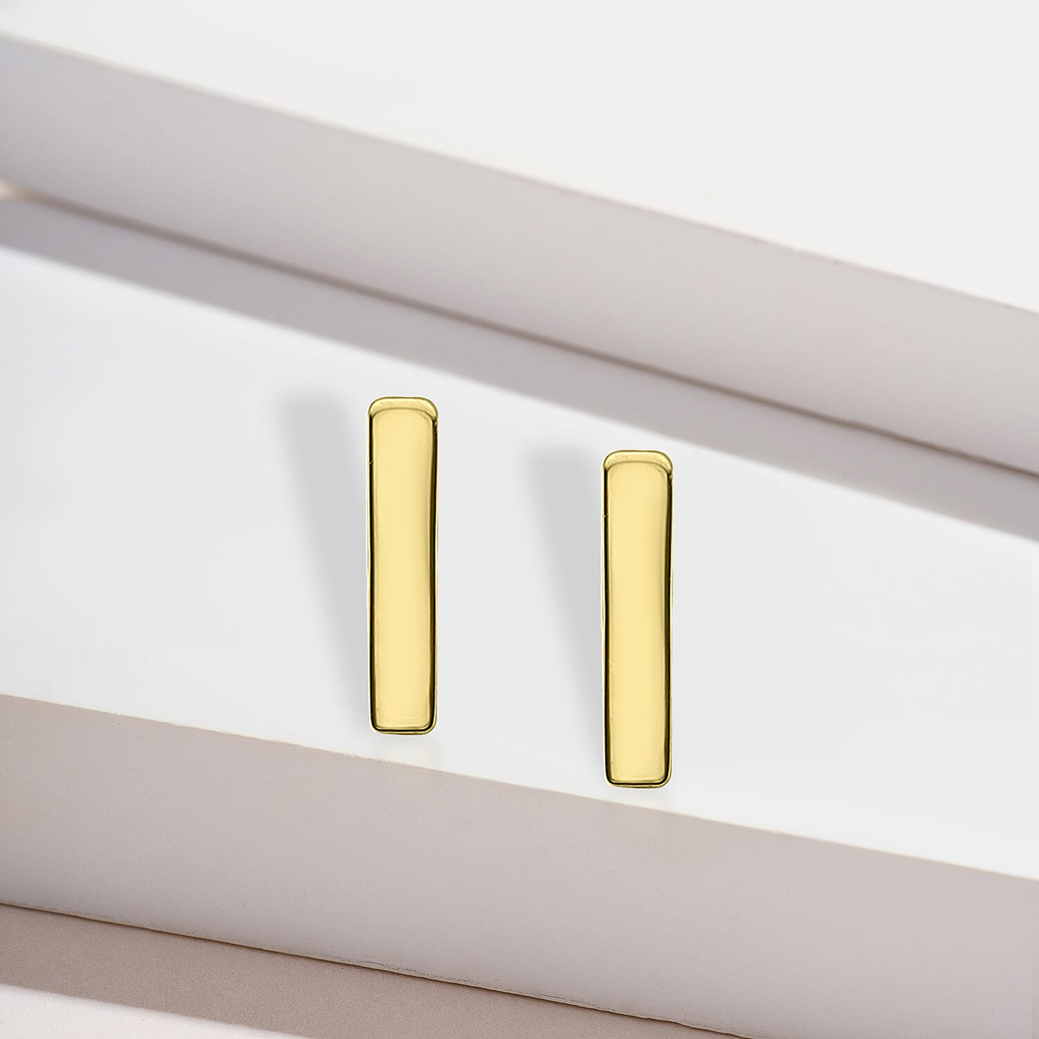 9K Yellow Gold 1mm X 5mm 'I' Initial Stud Earrings