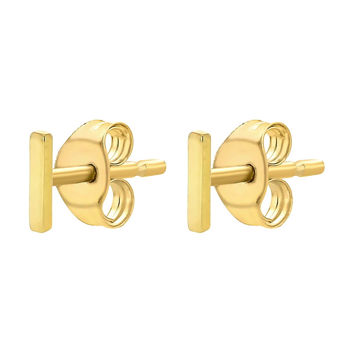 9K Yellow Gold 1mm X 5mm 'I' Initial Stud Earrings