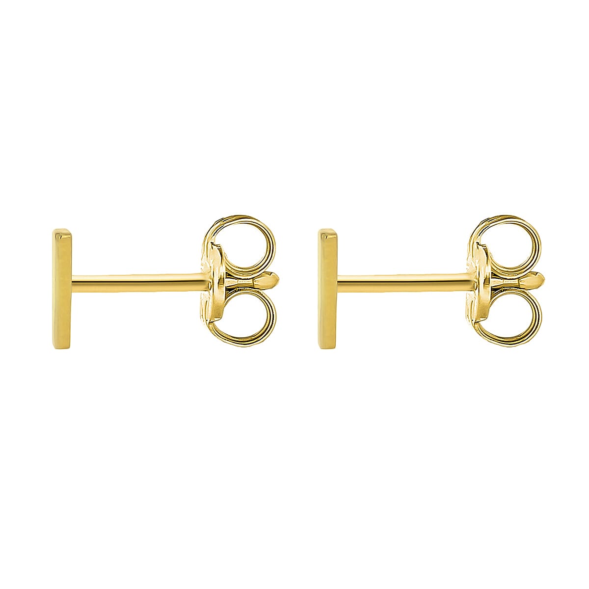 9K Yellow Gold 1mm X 5mm 'I' Initial Stud Earrings