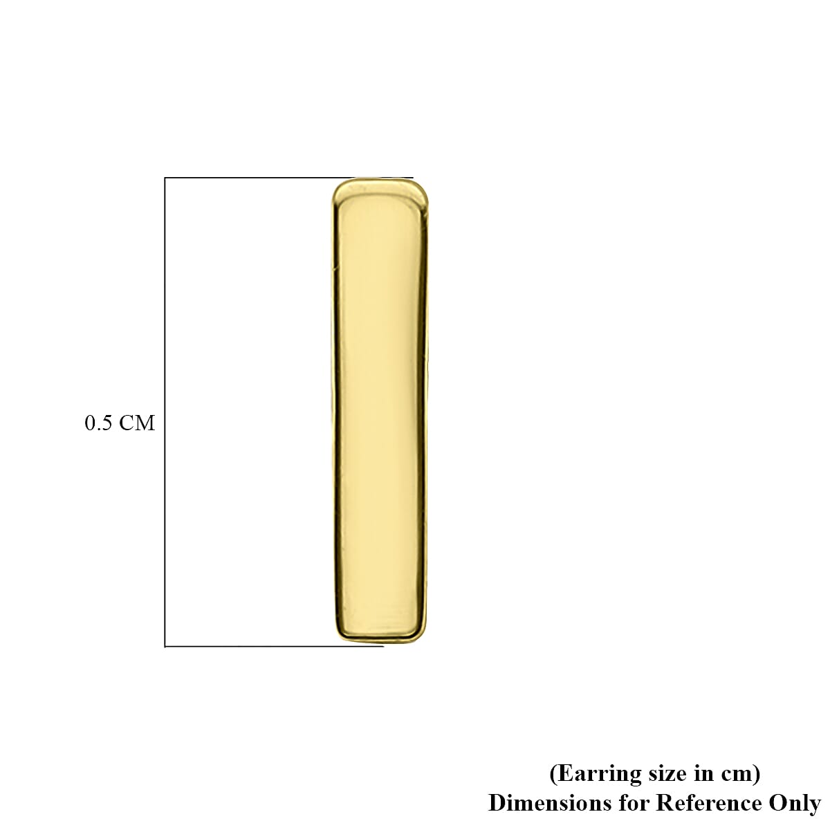 9K Yellow Gold 1mm X 5mm 'I' Initial Stud Earrings