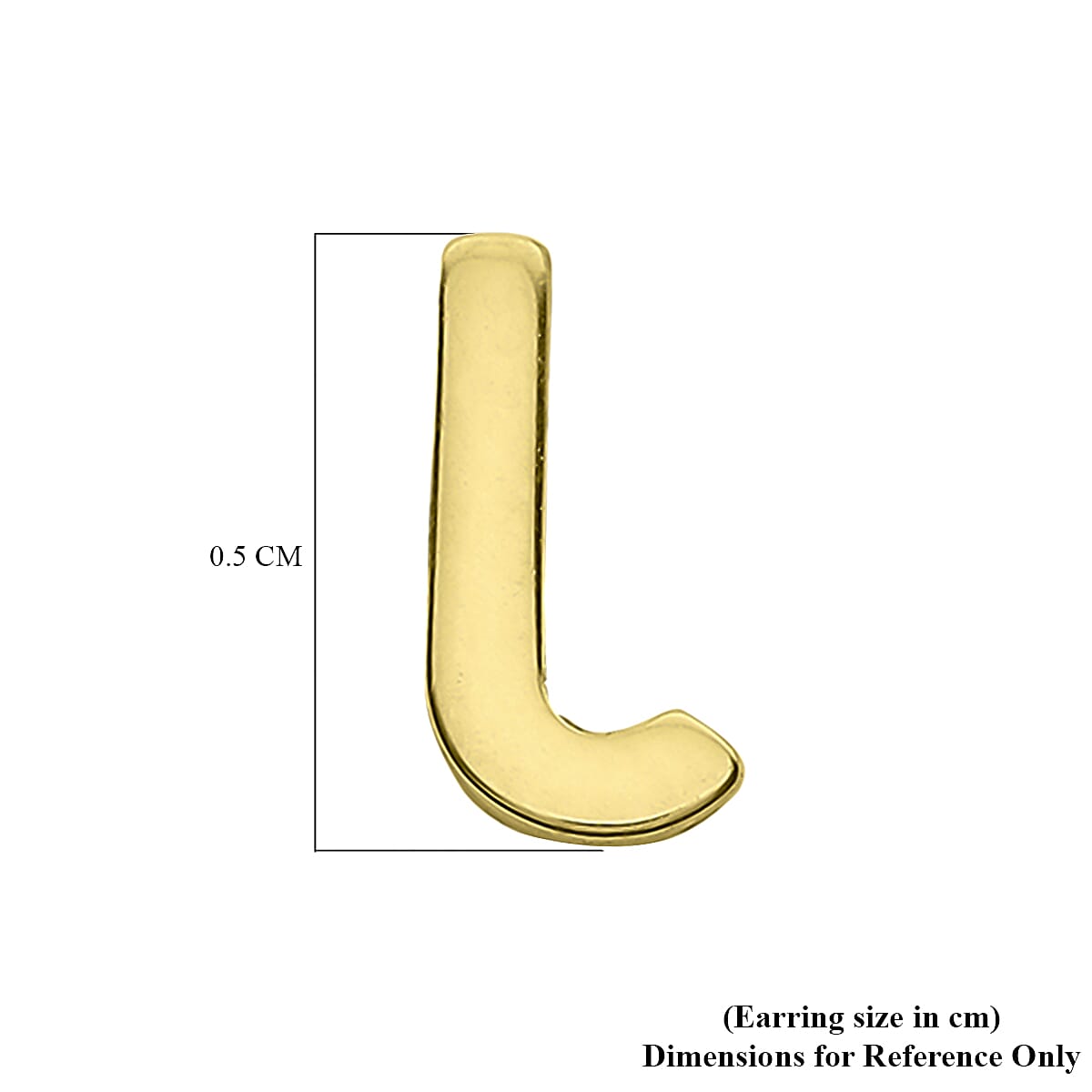 9K Yellow Gold 2.5mm X 5mm 'J' Initial Stud Earrings