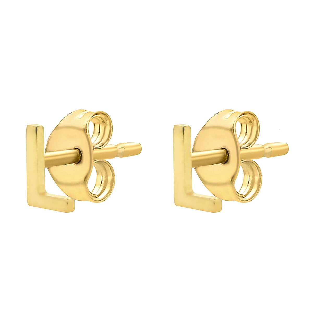 9K Yellow Gold 3.5mm X 5mm 'L' Initial Stud Earrings