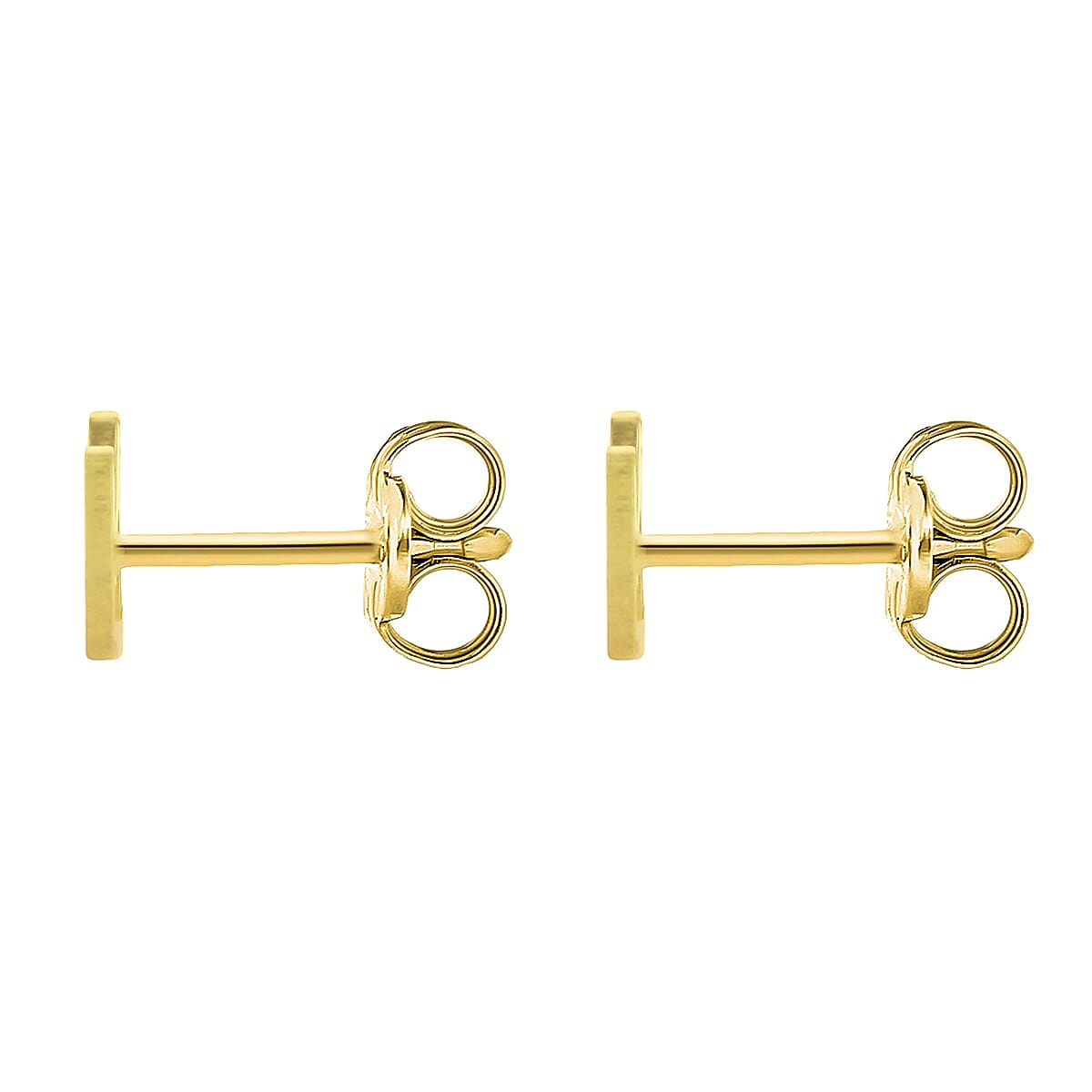 9K Yellow Gold 5mm X 5mm 'M' Initial Stud Earrings