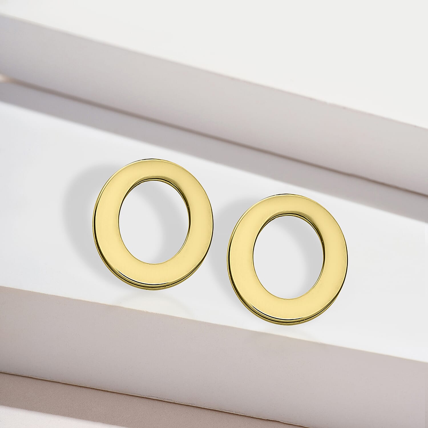 9K Yellow Gold 4.5mm X 5mm 'O' Initial Stud Earrings