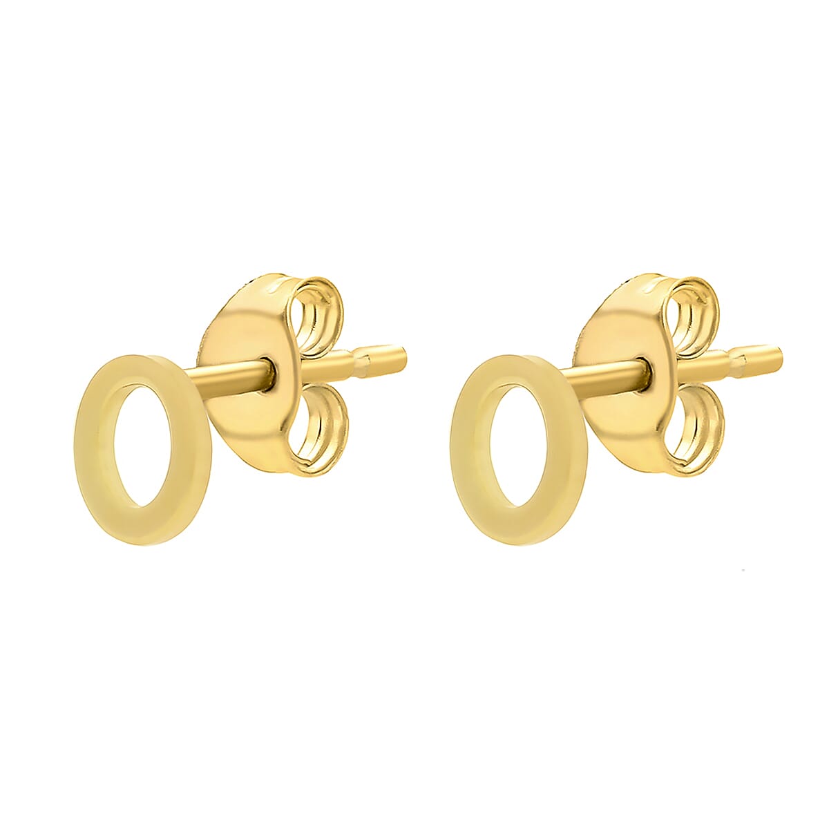 9K Yellow Gold 4.5mm X 5mm 'O' Initial Stud Earrings