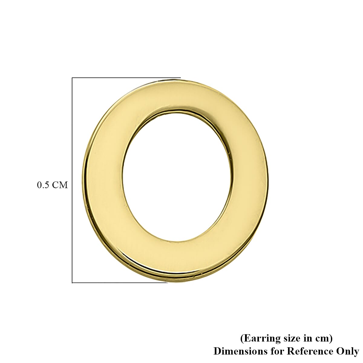 9K Yellow Gold 4.5mm X 5mm 'O' Initial Stud Earrings