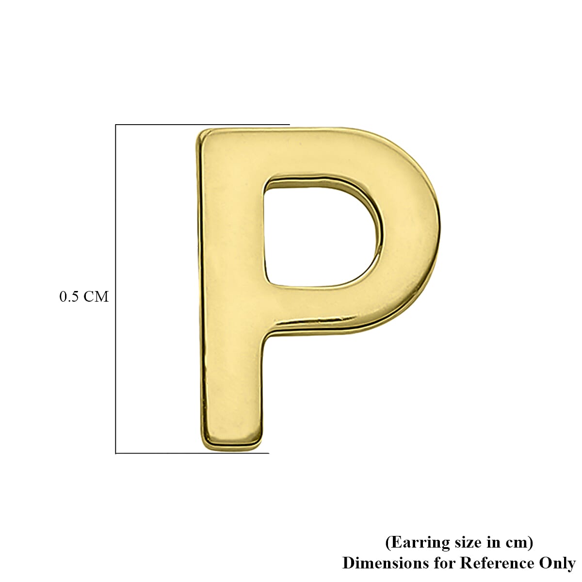 9K Yellow Gold 3.5mm X 5mm 'P' Initial Stud Earrings