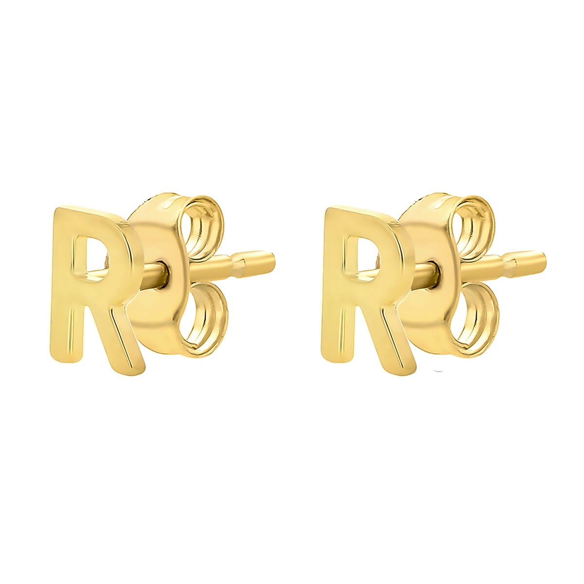 9K Yellow Gold 3.5mm X 5mm R Initial Stud Earrings 7190186 TJC