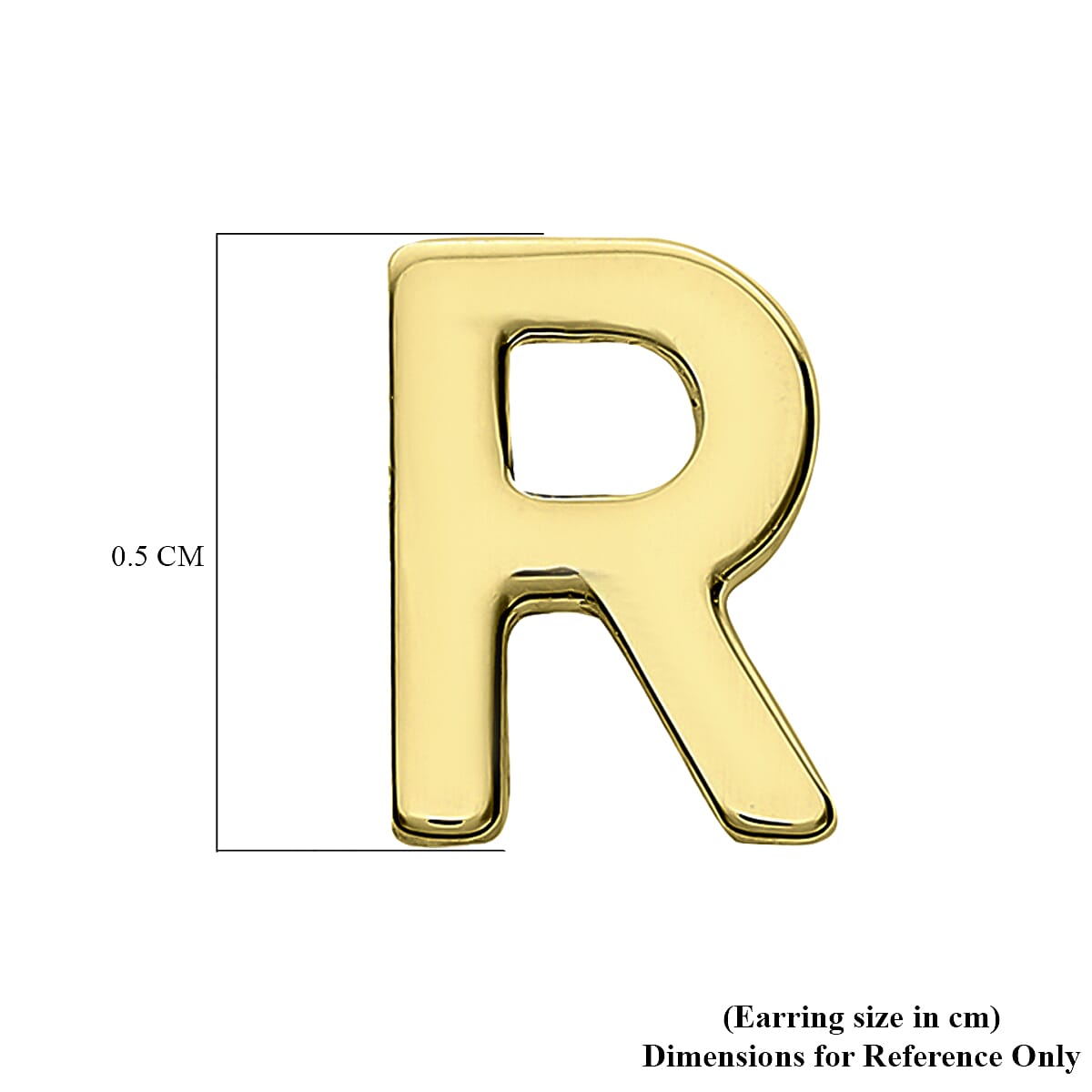 9K Yellow Gold 3.5mm X 5mm 'R' Initial Stud Earrings