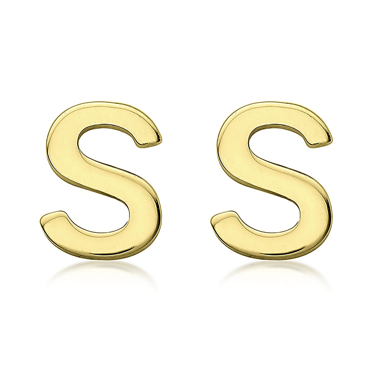 9K Yellow Gold 4mm X 5mm 'S' Initial Stud Earrings