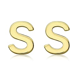 9K Yellow Gold 4mm X 5mm 'S' Initial Stud Earrings