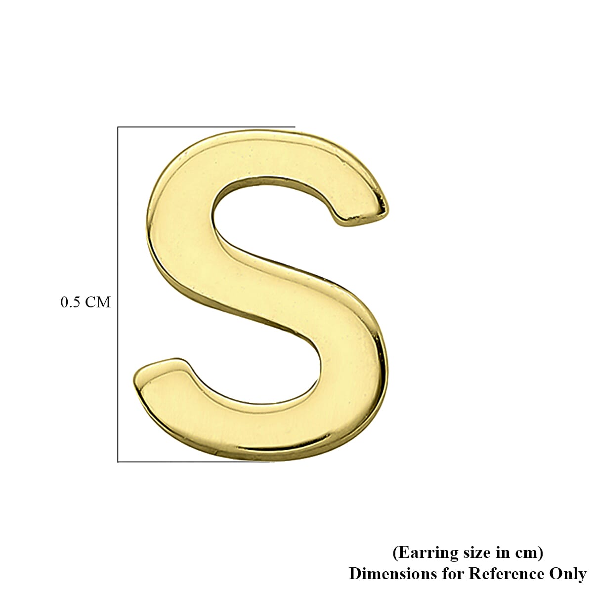 9K Yellow Gold 4mm X 5mm 'S' Initial Stud Earrings