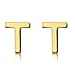 9K Yellow Gold 4mm X 5mm 'T' Initial Stud Earrings