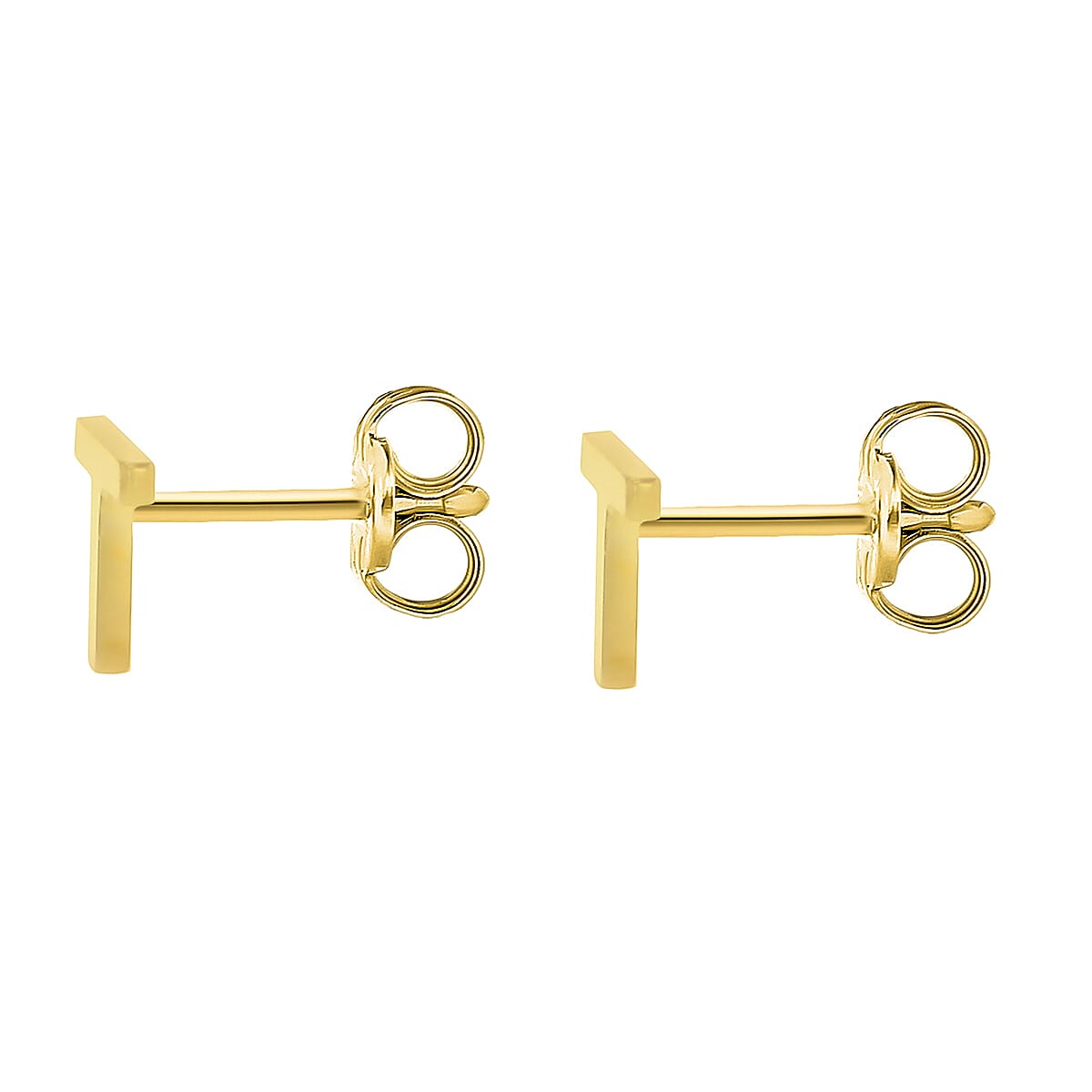 9K Yellow Gold 4mm X 5mm 'T' Initial Stud Earrings