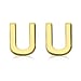 9K Yellow Gold 4mm X 5mm 'U' Initial Stud Earrings