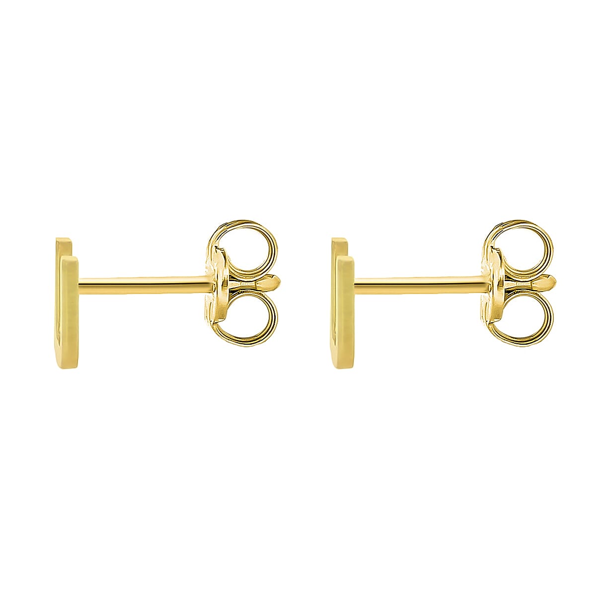 9K Yellow Gold 4mm X 5mm 'U' Initial Stud Earrings