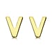 9K Yellow Gold 4mm X 5mm 'V' Initial Stud Earrings