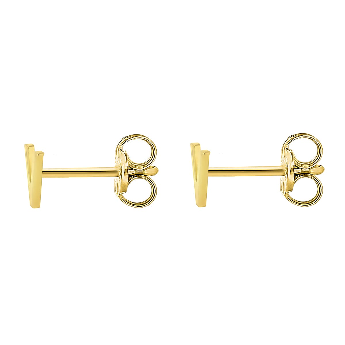 9K Yellow Gold 4mm X 5mm 'V' Initial Stud Earrings