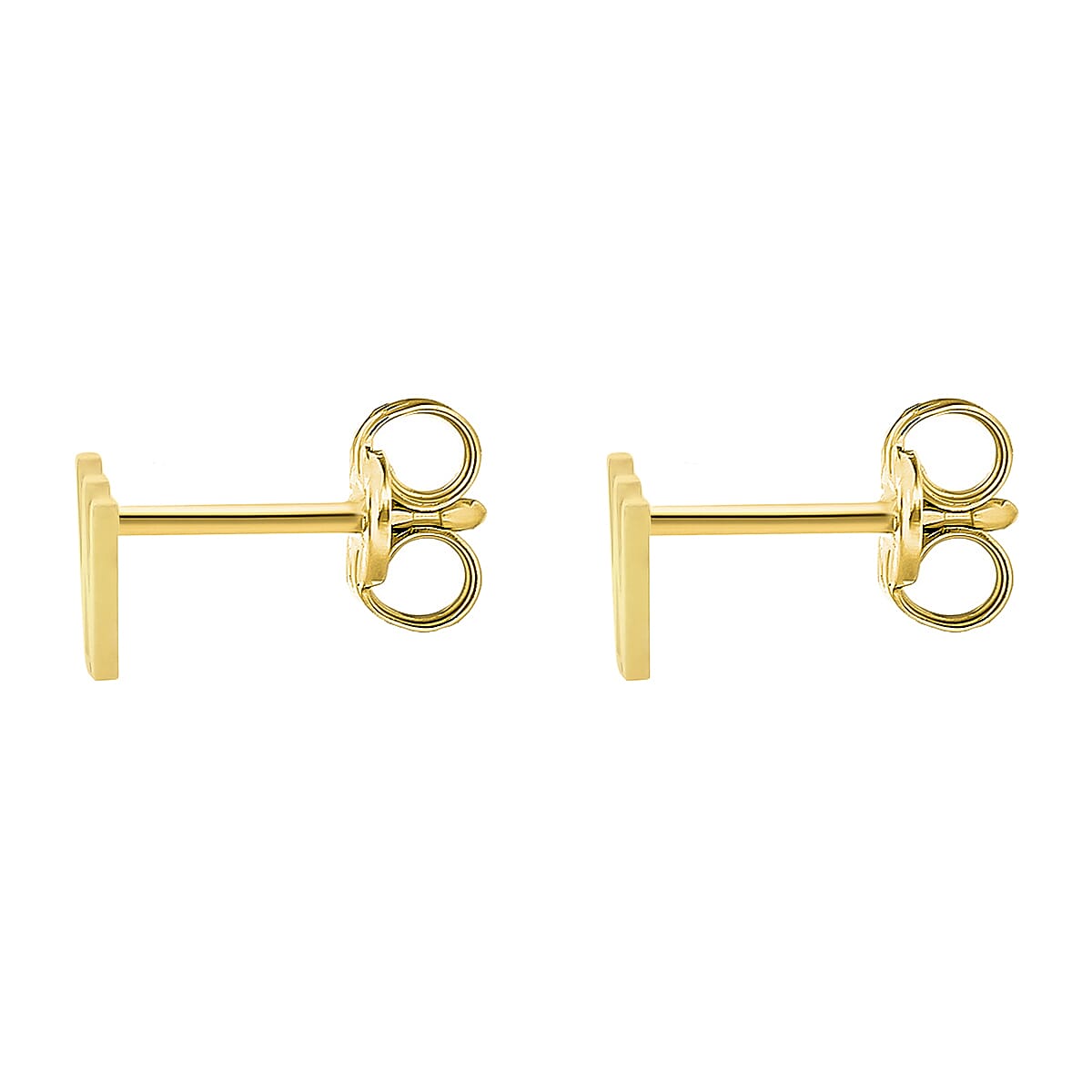 9K Yellow Gold 6mm X 5mm 'W' Initial Stud Earrings