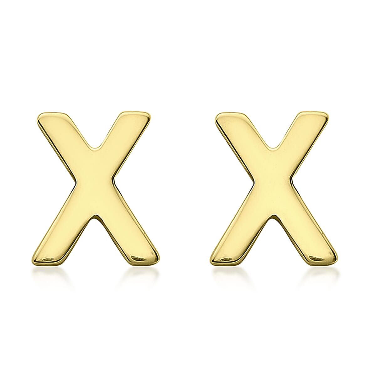 9K Yellow Gold 4mm X 5mm 'X' Initial Stud Earrings