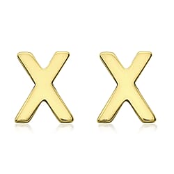 9K Yellow Gold 4mm X 5mm 'X' Initial Stud Earrings