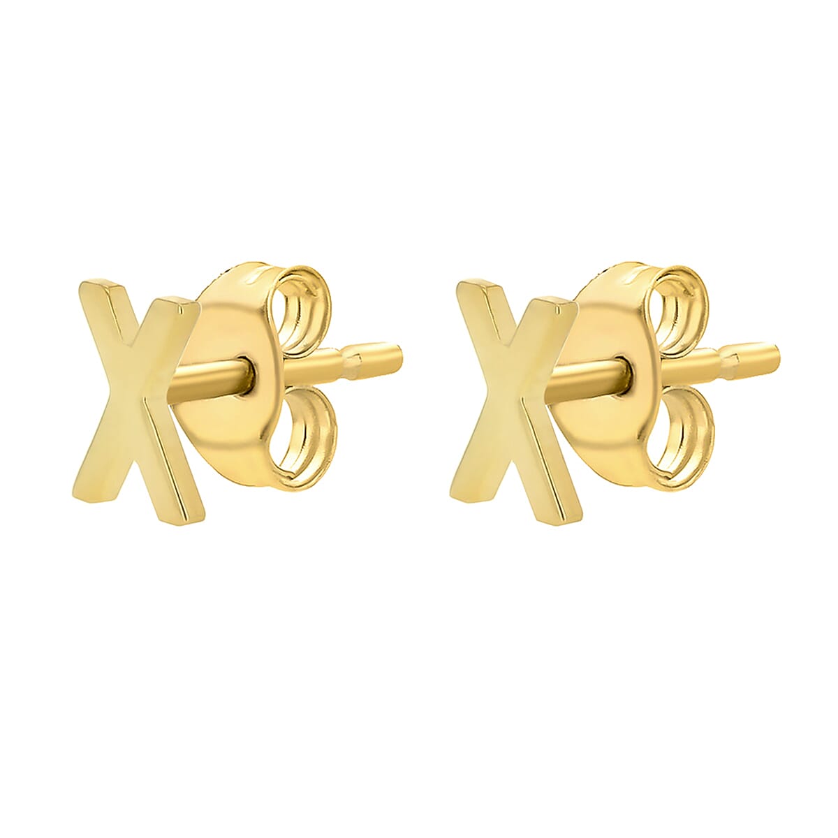 9K Yellow Gold 4mm X 5mm 'X' Initial Stud Earrings