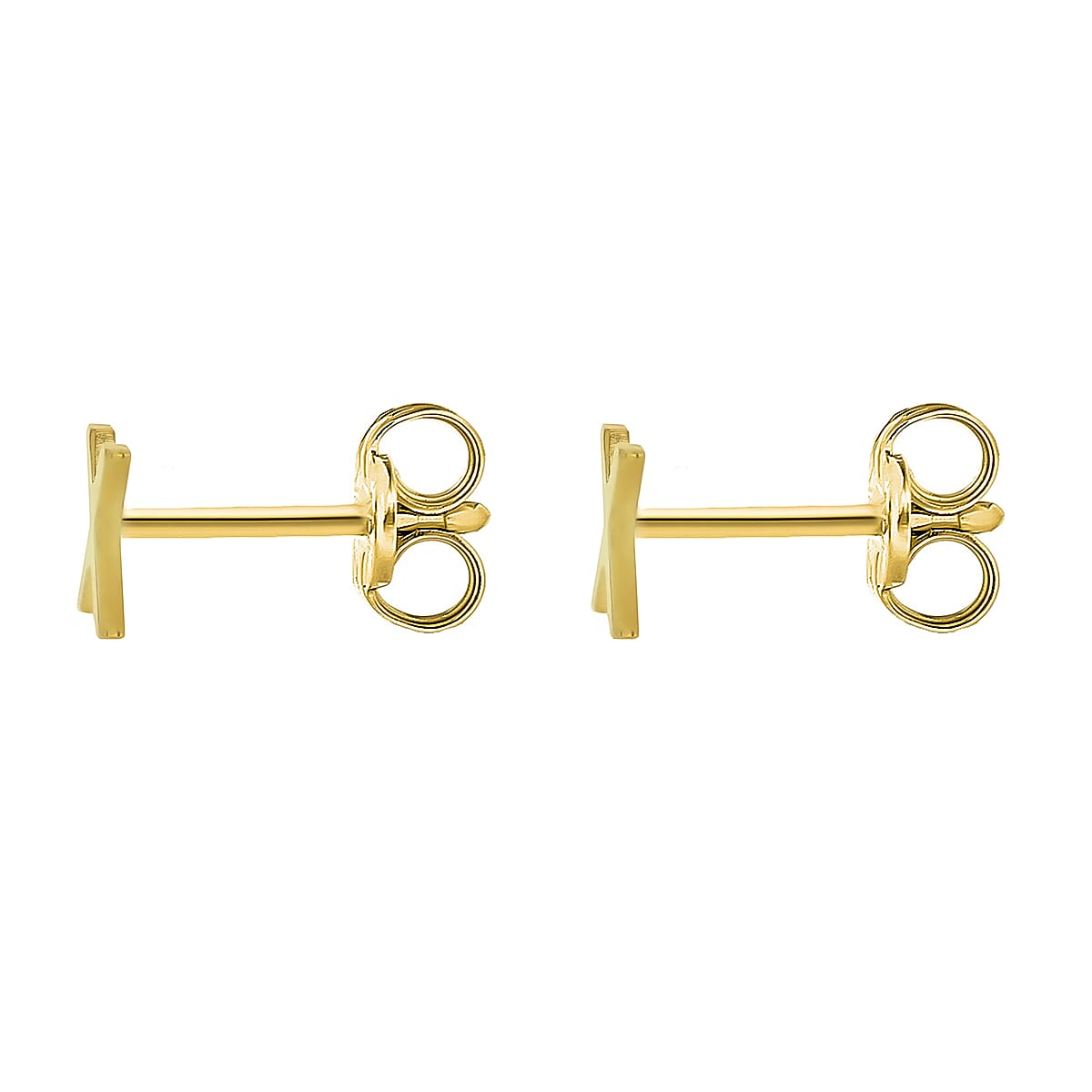 9K Yellow Gold 4mm X 5mm 'X' Initial Stud Earrings