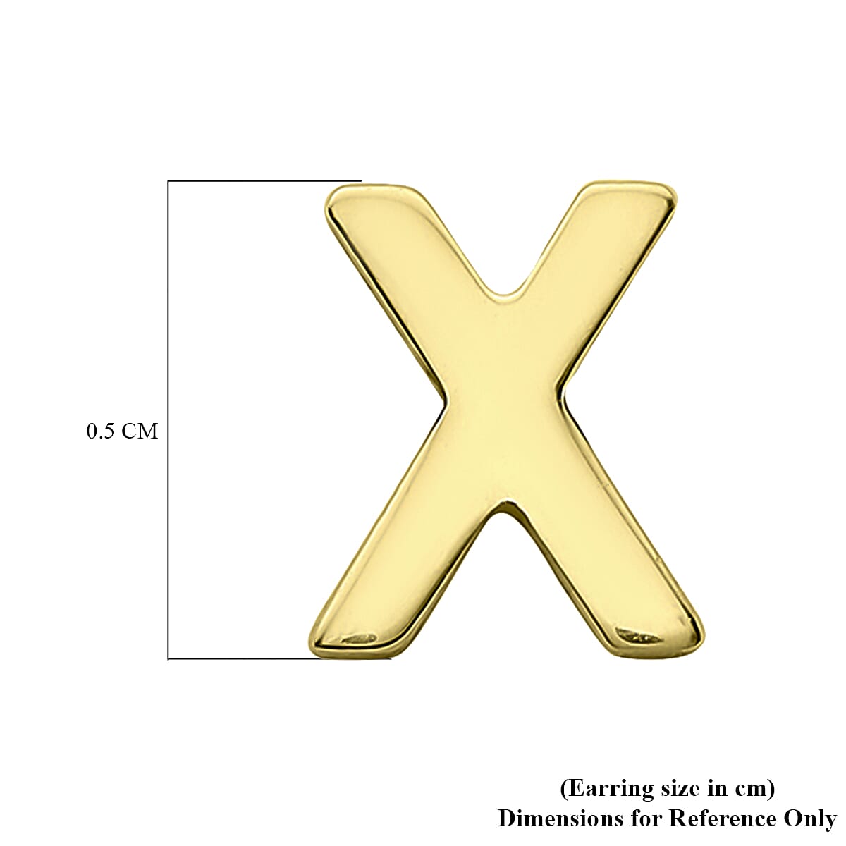 9K Yellow Gold 4mm X 5mm 'X' Initial Stud Earrings