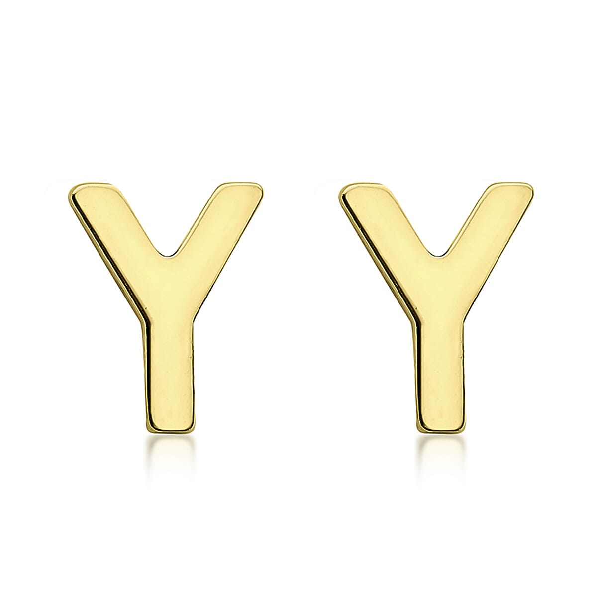 9K Yellow Gold 4mm X 5mm 'Y' Initial Stud Earrings