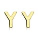 9K Yellow Gold 4mm X 5mm 'Y' Initial Stud Earrings