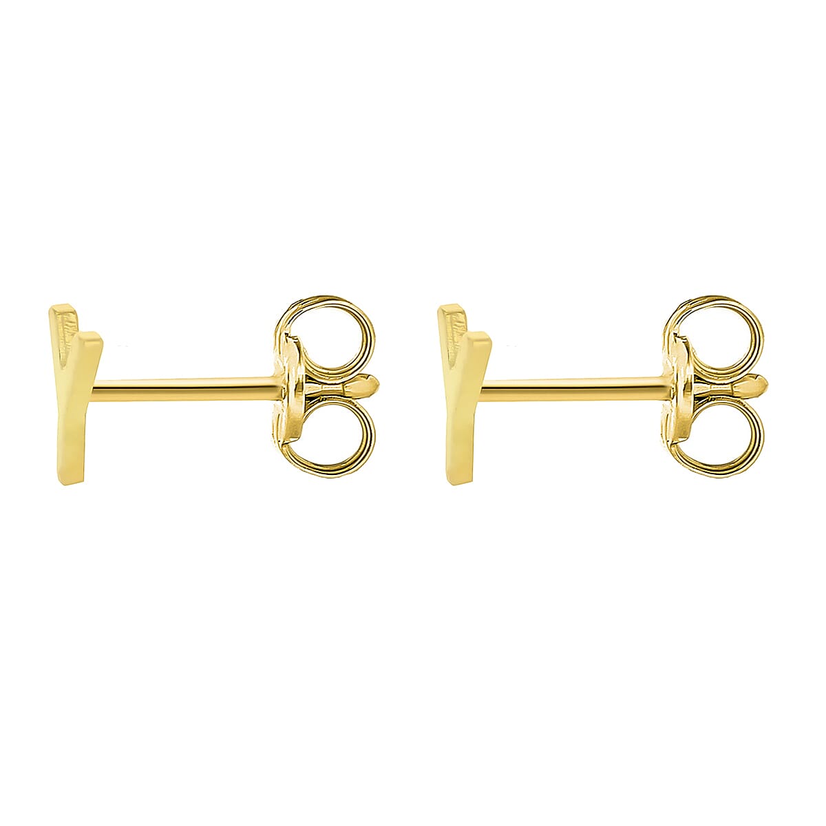 9K Yellow Gold 4mm X 5mm 'Y' Initial Stud Earrings