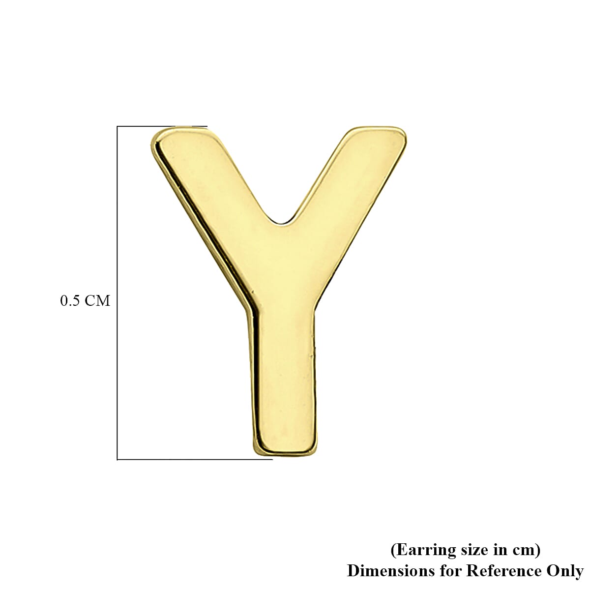 9K Yellow Gold 4mm X 5mm 'Y' Initial Stud Earrings