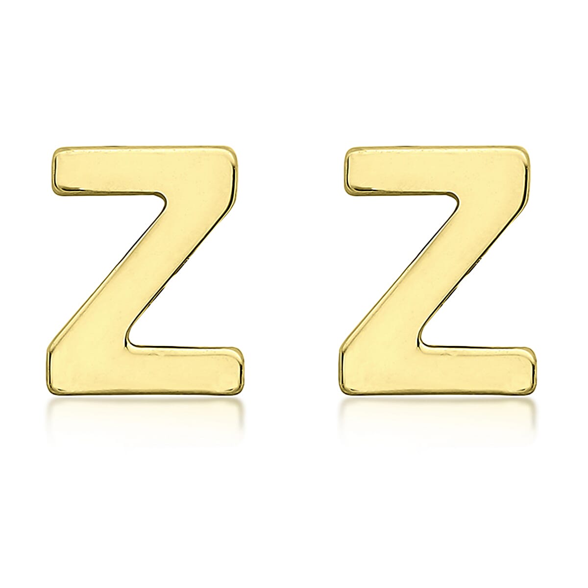 9K Yellow Gold 4mm X 5mm Z Initial Stud Earrings