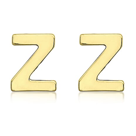 9K Yellow Gold 4mm X 5mm Z Initial Stud Earrings