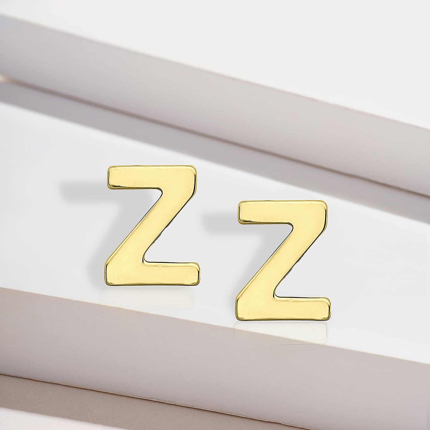 9K Yellow Gold 4mm X 5mm Z Initial Stud Earrings