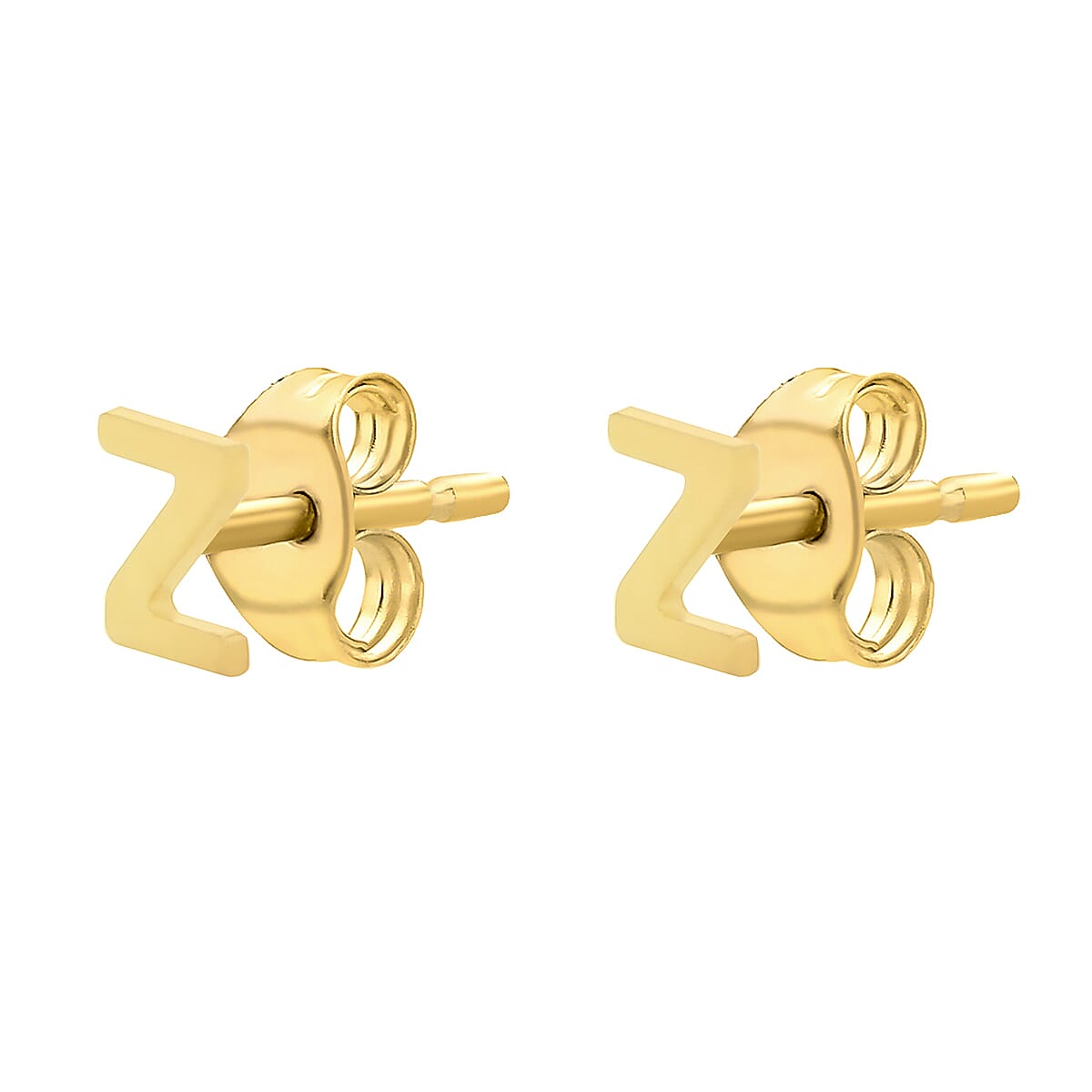 9K Yellow Gold 4mm X 5mm Z Initial Stud Earrings