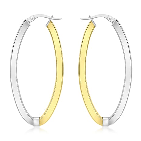 9K Two Colour Gold 22mm X 46mm Oval Creole Earrings