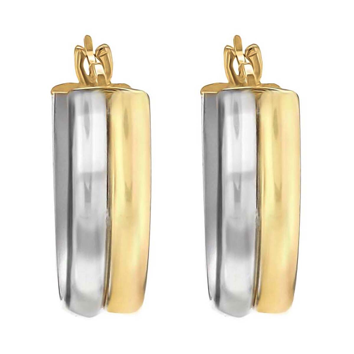 9K Two Colour Gold 13mm X 18mm Huggy Creole Earrings