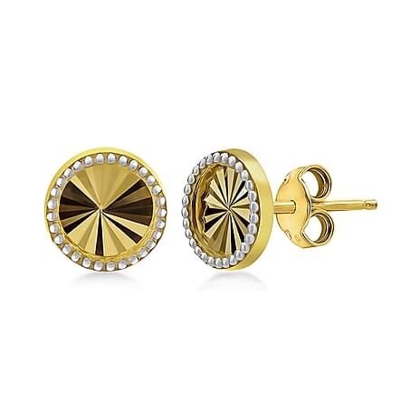 9K Two Colour 6mm Sunray Stud Earrings