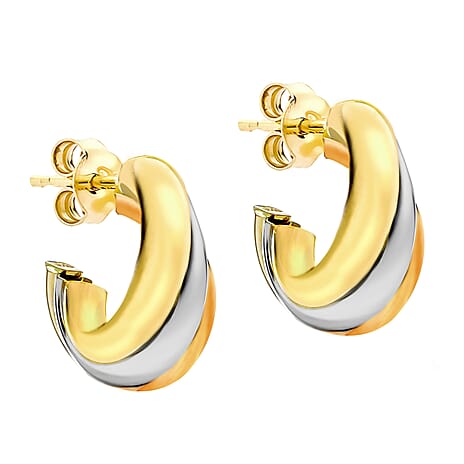 9K Three Colour Gold 9mm X 15mm Russian Style Stud Earrings