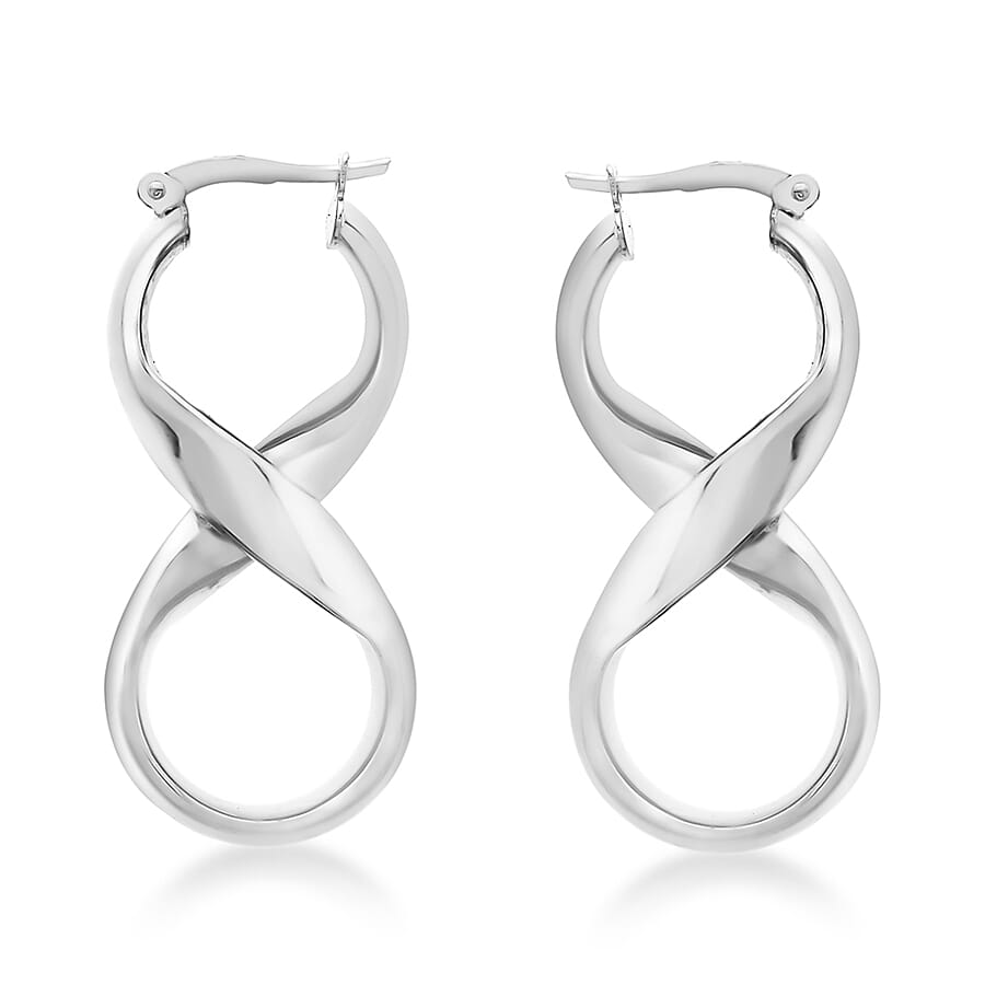 18K White Gold Infinity Creole Earrings