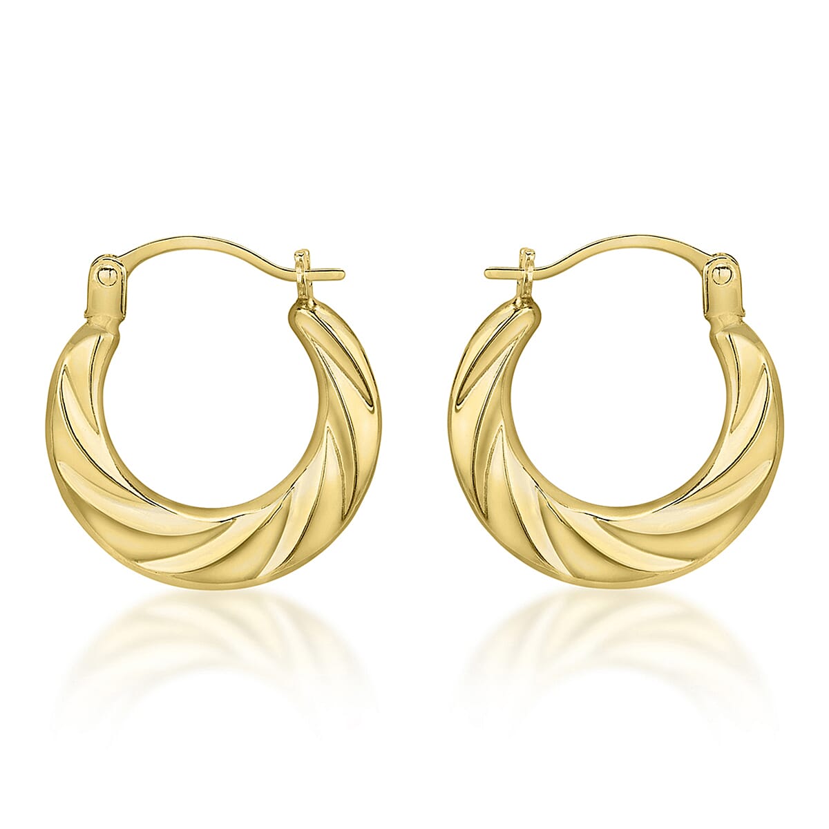 18K Yellow Gold 15.5mm X 15mm Twist Creole Earrings