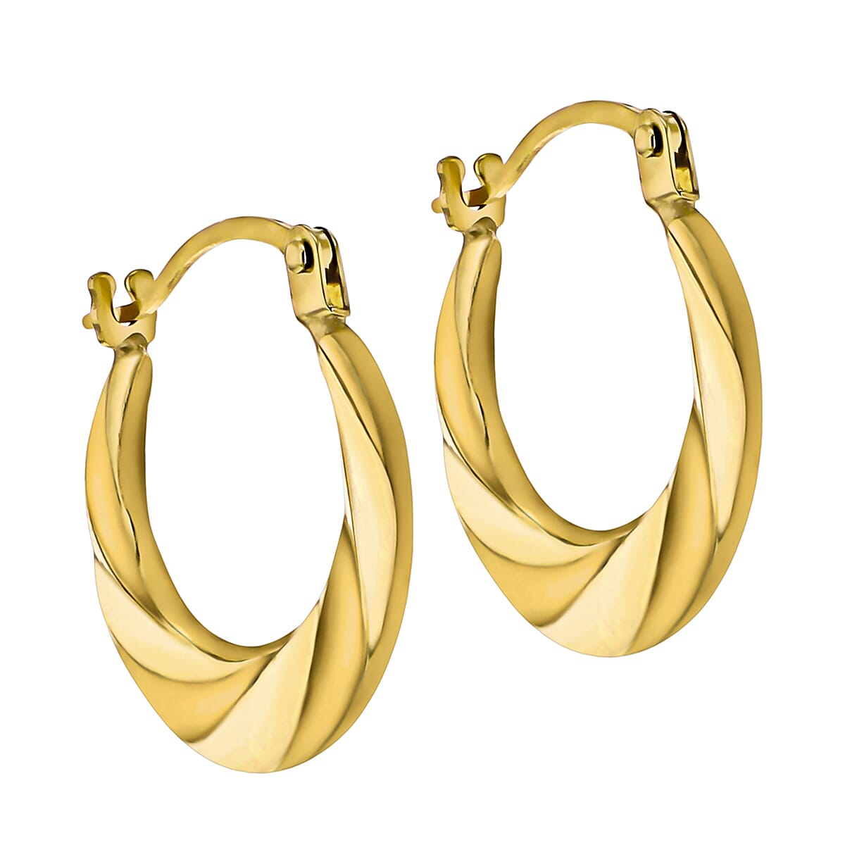 18K Yellow Gold 15.5mm X 15mm Twist Creole Earrings