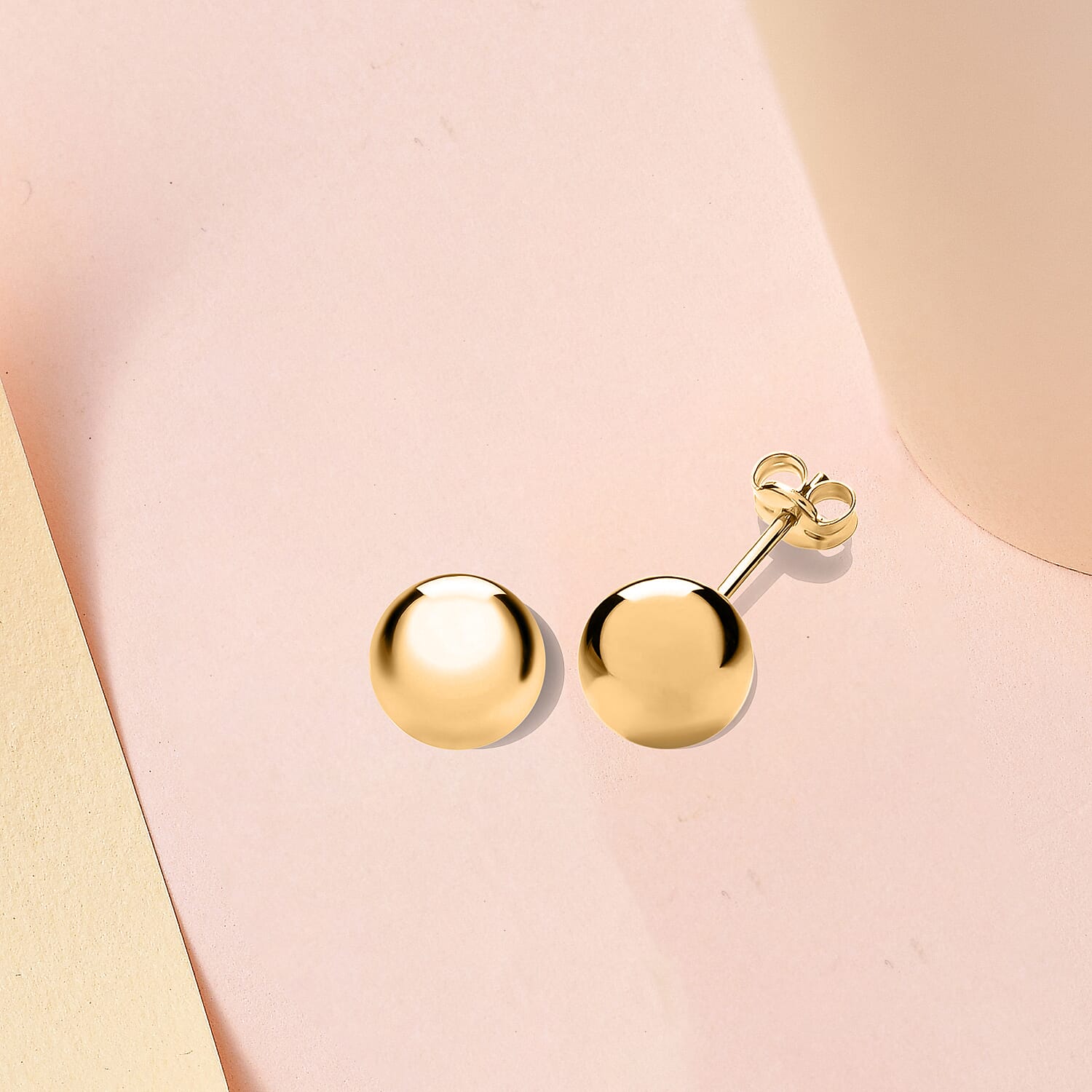 18K Yellow Gold 8mm Ball Stud Earrings