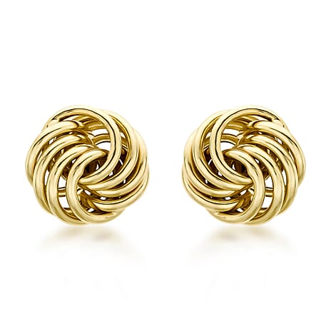 18K Yellow Gold 8mm Rose Stud Earrings