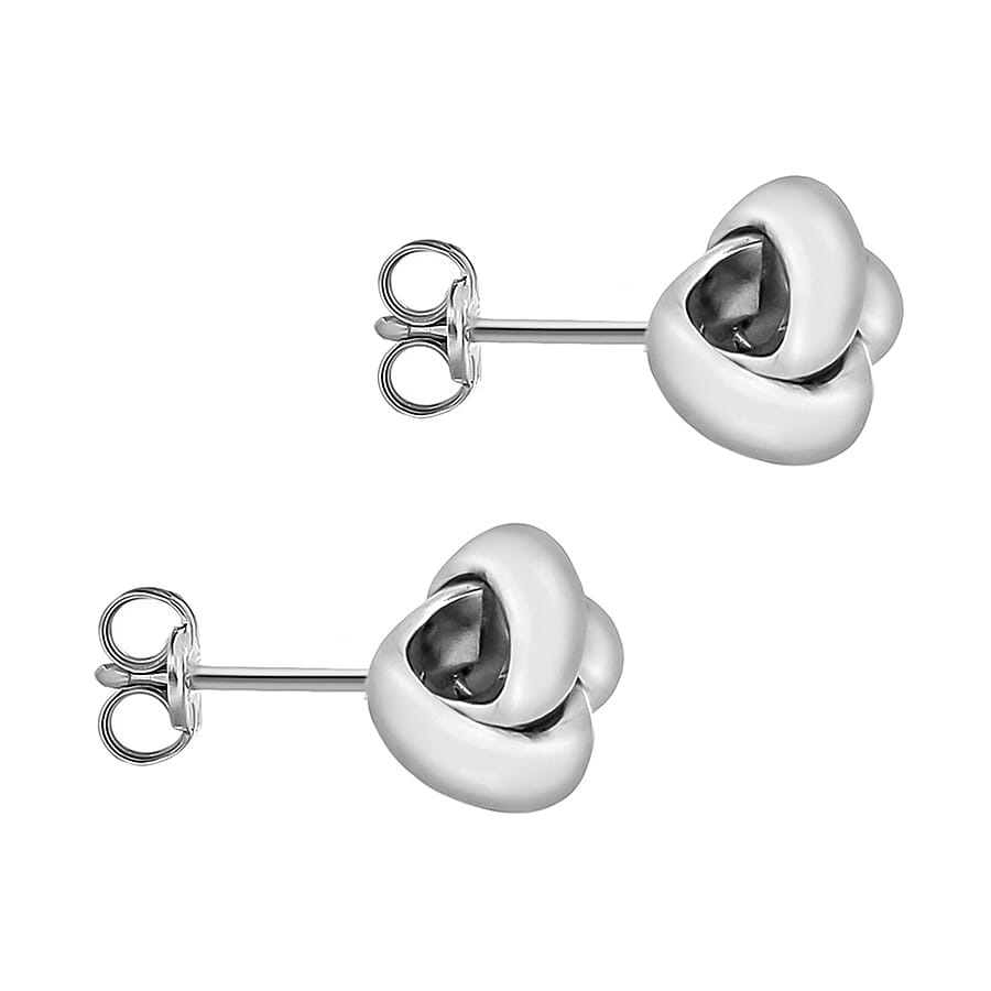 18K White Gold 6mm Knot Stud Earrings