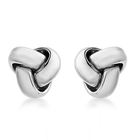 18K White Gold 8mm Knot Stud Earrings