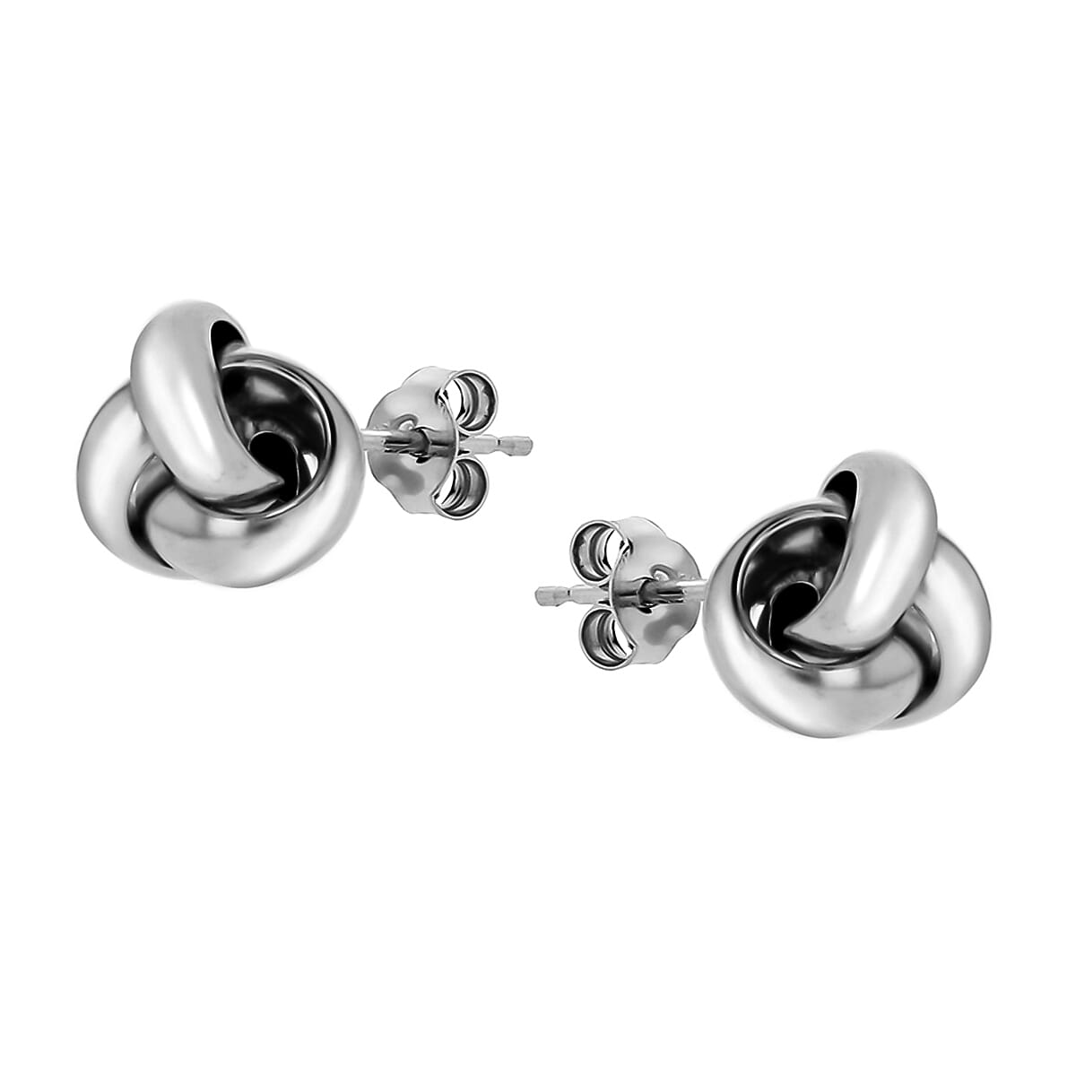 18K White Gold 8mm Knot Stud Earrings